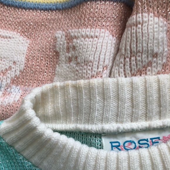 Vintage Cats Pastel Sweater Fairy Kei Sweater S/M - Picture 7 of 8